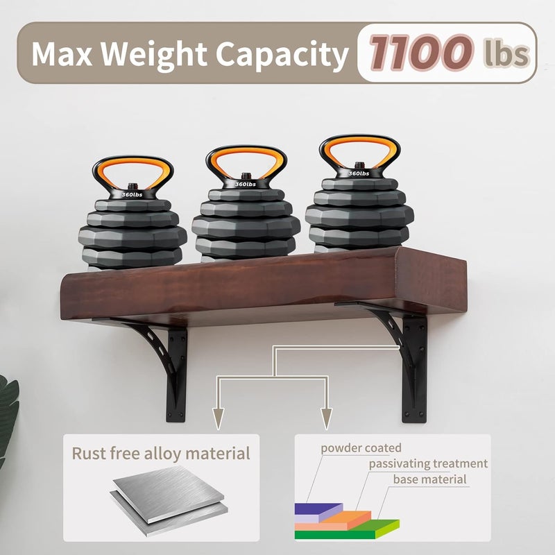 Firmetal 9"x8"x2.5" حوامل رفوف ثقيلة - أقصى تحميل 1100 رطل، حوامل معدنية متميزة - مجموعة من 2 - دعم للمدفأة وسطح العمل - Image 3